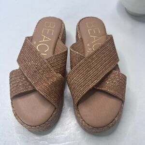 Beach by Matisse Caravan Espadrille Platform Dress Sandal Tan Women 8M Tried On